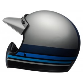 Casque BELL Moto-3 Matte Silver/Black/Blue Stripes taille XL