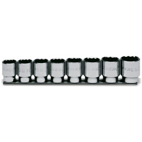 Coffret 8 douilles BETA 1/2'' 12 pans sur support