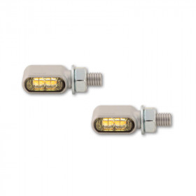 Clignotants/feux de position LED CNC HIGHSIDER Little Bronx argent, teinté, homologué E, paire