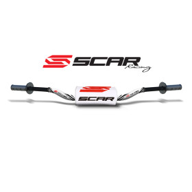 Guidon Ø28,6mm sans barre SCAR O² KTM/HVA aluminium blanc/mousse blanche