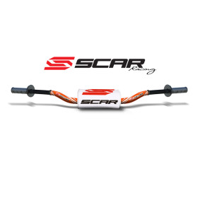 Guidon Ø28,6mm sans barre SCAR O² KTM/HVA aluminium orange/mousse blanche