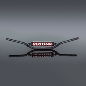 Guidon Ø22,2mm avec barre RENTHAL Classic Replica Ricky Carmichael High noir/mousse noire