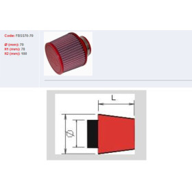 Filtre à air BMC conique manchon Ø70mm
