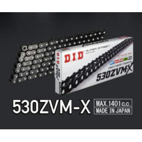 Chaîne DID 530zvm-x bk&bk-116zb noir brillant rivet 116 maillon