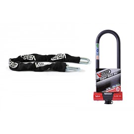 Kit antivol Vector chaîne 1,10m + antivol U Super MAX MC 