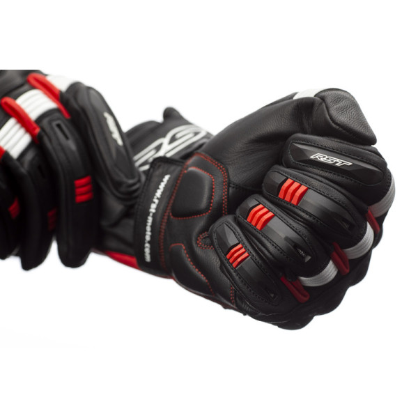 Gants RST Pilot CE cuir - noir/rouge/blanc taille M