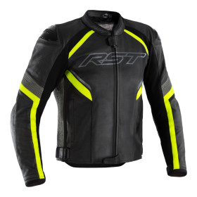 Veste RST Sabre Airbag cuir - noir/jaune fluo taille L