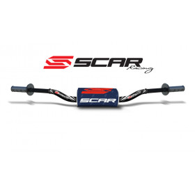 Guidon Ø28,6mm sans barre SCAR O² RC High aluminium noir/mousse bleu foncé