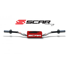 Guidon Ø28,6mm sans barre SCAR O² RC aluminium blanc/mousse rouge