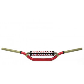 Guidon Ø28,6mm avec barre RENTHAL Twinwall replica Ricky Carmichael rouge/mousse noire