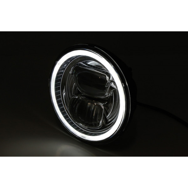 Insert de phare LED HIGHSIDER pro Type 7 - 5 3/4 pouces - avec feu de stationnement - rond - homologué E - noir
