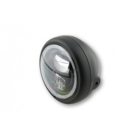 Feu avant LED HIGHSIDER pro Pecos Type 7 - 5 3/4 pouces - fixation latérale - avec feu de stationnement Ring - noir