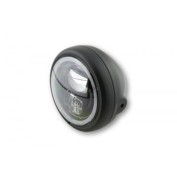 Feu avant LED HIGHSIDER pro Pecos Type 7 - 5 3/4 pouces - fixation latérale - avec feu de stationnement Ring - noir