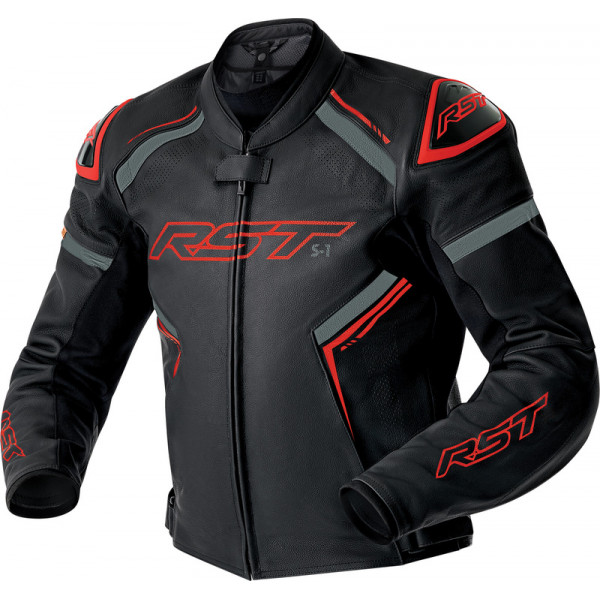 Veste RST S1 D3O cuir - noir/rouge
