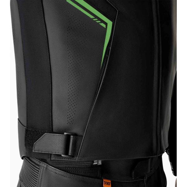 Veste RST S1 D3O cuir - noir/vert fluo