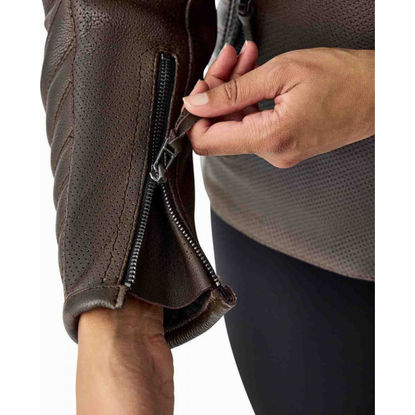 Veste femme RST Roadster Air D3O cuir - brun