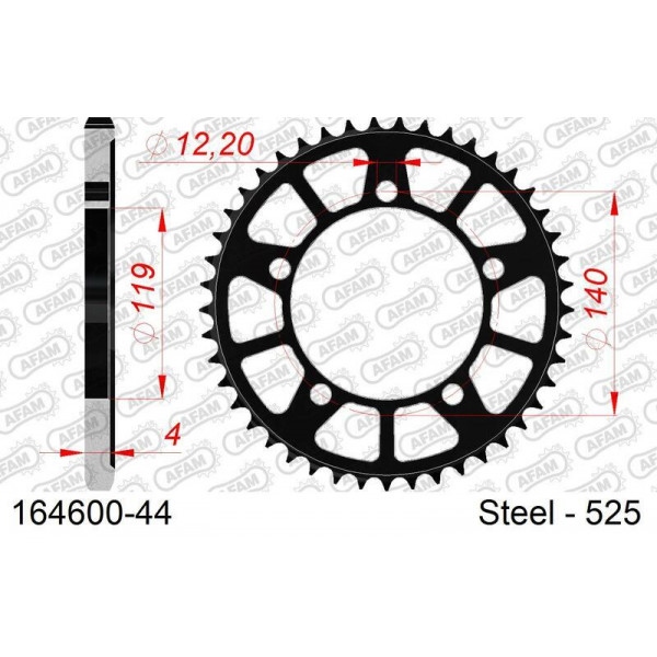Kit chaîne AFAM 525XHR3 17/46-122 - couronne standard