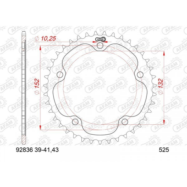 Kit chaîne AFAM 525XHR3 16/39-114 - couronne standard