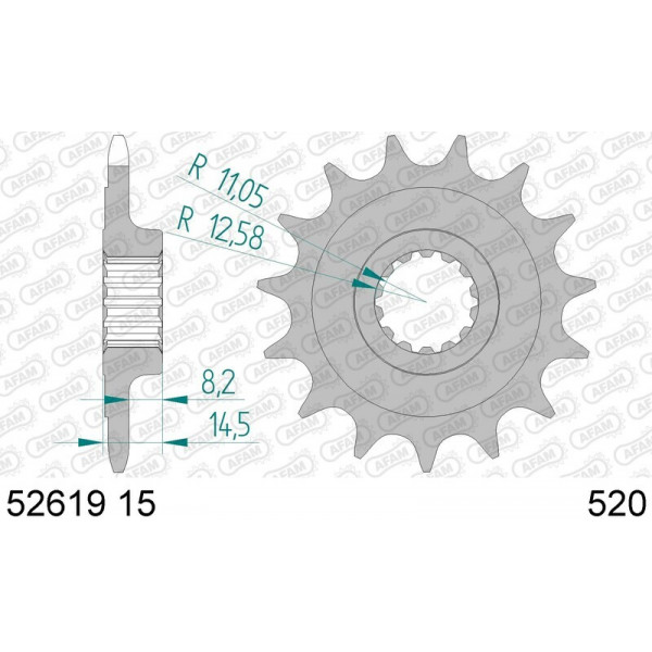 Kit chaîne AFAM  520XHR2 15/42-110 - couronne standard