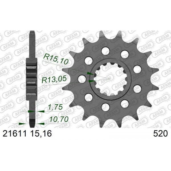 Kit chaîne AFAM 520XSR 16/43-108 - couronne standard