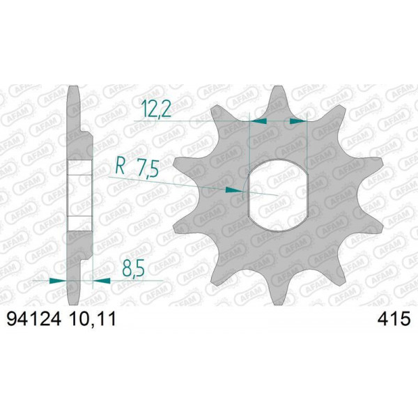 Kit chaîne AFAM 415 F - 11/40-94 - Couronne alu standard