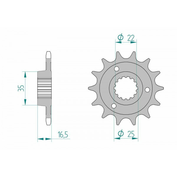 Kit chaîne AFAM 525 XHR3 - 15/38-102 - Couronne alu standard