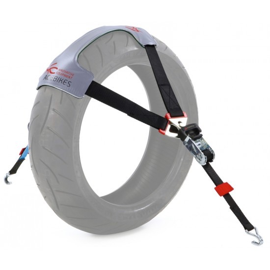 Sangle De Fixation Moto Polyvalente - Pour Roue Arrière, Pneus De Vélo Et Remorque - Résistance Jusqu'à 1000 Kg - Noir/Rouge