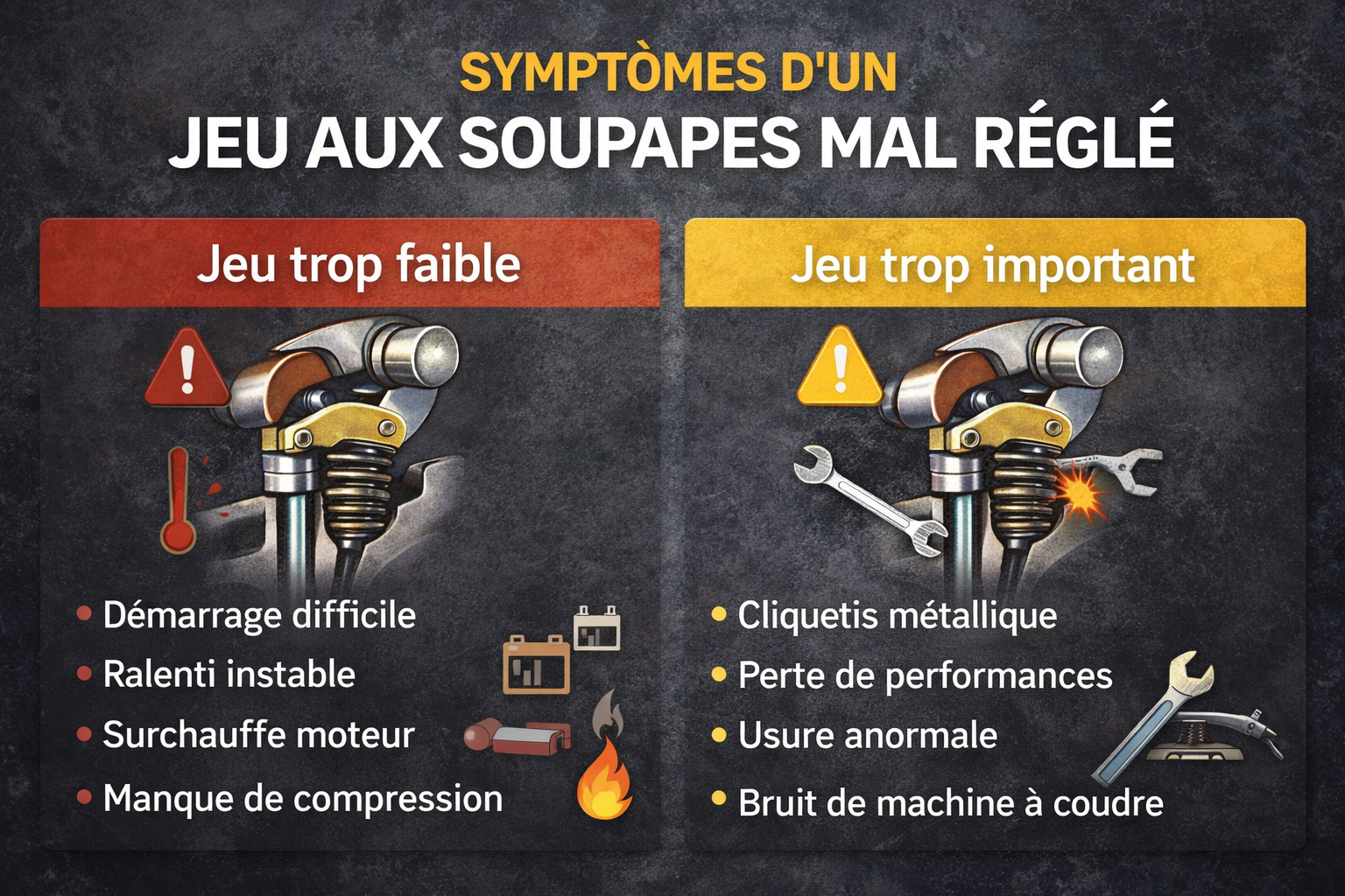 jeu de soupapes moto mal réglé